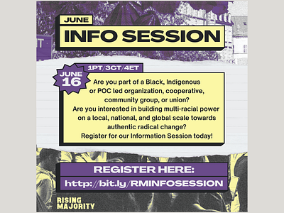 Rising Majority - June Info Session abolition black branding climate change feminists graphic design immigrant rights scissorfiesta youth