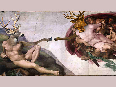 Deer God! creation of adam photoshop