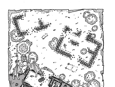 Temple at Heather Rock (top half) dnd dnd map dungeon illustration dungeon map dungeons and dragons fantasy illustration illustration role playing ttrpg