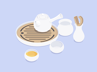 Illustration——Tea Set ceramics illustration set tea white