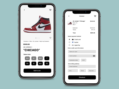 Sneaker App Checkout screen