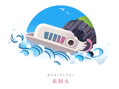 Marinepal イカ丸 illustration logo