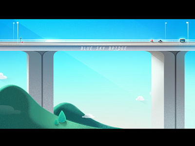Blue Sky Bridge illustration vector
