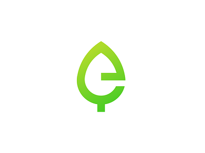 Simple Letter E with a Leaf - Design 2