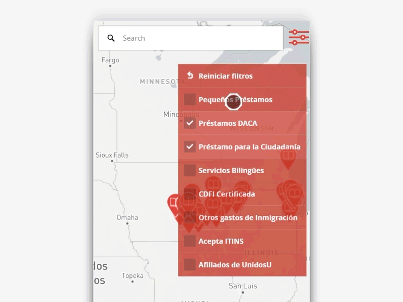 Immigration Services advocacy immigration interactive interactive map latino mapbox mapping mobile motion nonprofit ux ui