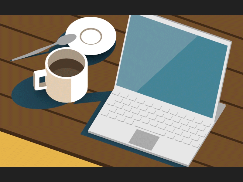 Coffeeshop animation blender breakfast clean coffee flat illustration isometric motion design motion graphics tablet laptop