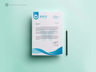 Corporate Letter head Design blue fly business corporate graphic design graphic works illustrator letter head design letter head designing letterheads mnc technology company