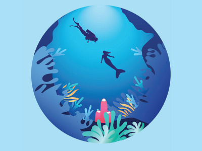 Underwater colorful design diver flatdesign graphics illustration illustrator love mermaid ocean sea silhoutte underwater