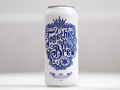 Together We Brew - Beer Can Design beer beercan beercandesign blue blue and white lion typography victorian