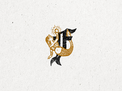 Fortune Oysters brand identity grunge identity design illustration illustrator logo mermaid ocean pearl texture