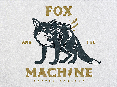 Fox And The Machine Tattoo Parlour branding fox grunge icon illustration logo machine tattoo