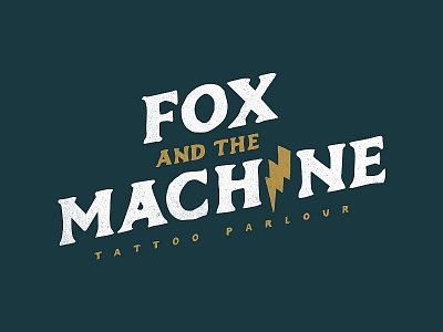 Fox And The Machine branding fox grunge lightning logo machine retro tattoo wordmark