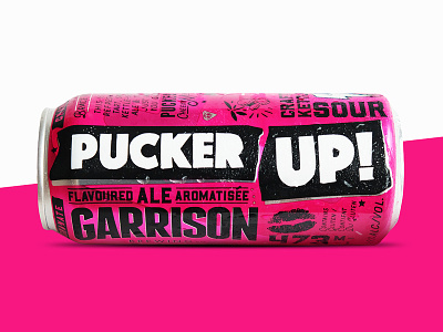 Pucker Up! beer billboard can grunge hot label lips pink sour texture typography