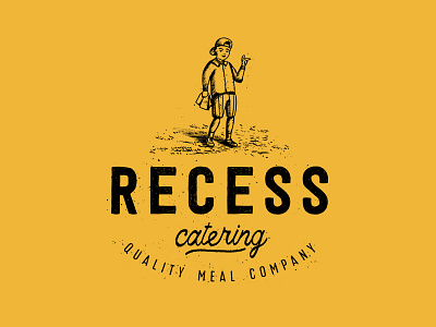 Recess Catering branding child food grunge icon kid logo lunch recess typography