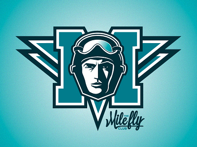 The Mile Fly Club airforce blue emblem face logo milefly pilot seamz typography