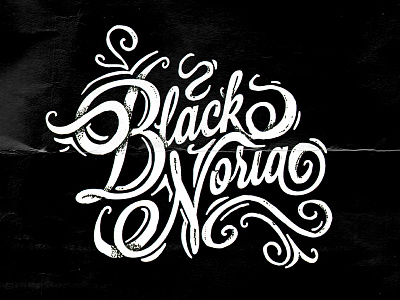 Black Noria black flourish grunge handdrawn label noria retro typography white wine
