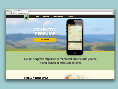 Country Perfume landing page app flat landing page vermont vertical scroll