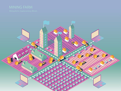 Mining farm 3d design graphic design illustration illustrator isometric mining farm