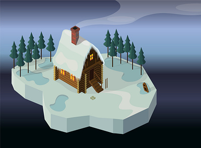 Ice cabin design forest house illustration illustrator isometric isometric cabin nordic vikings winter