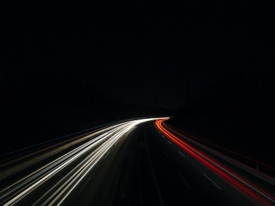 Interstate Night Lights Traffic Tracks