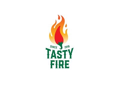 Tasty Fire chili fire flame food logo pepper