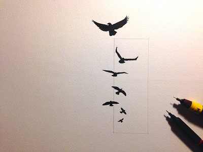 birds birds black ink rotring sketch