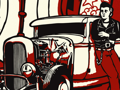 The Midnight Rover - Rockin' Class poster 02 hotrod pinup propaganda record cover red retro rock n roll rock poster rockabilly tattoos vinyl