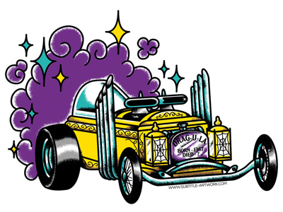 Drag-u-la, George Barris' car from the Munsters 60s vintage tv munsters barris illustrator illustration dragster hot rod