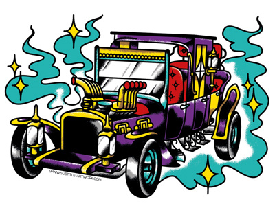 MunsterKoach, George Barris' car from the Munsters 60s vintage tv munsters barris illustrator illustration dragster hot rod
