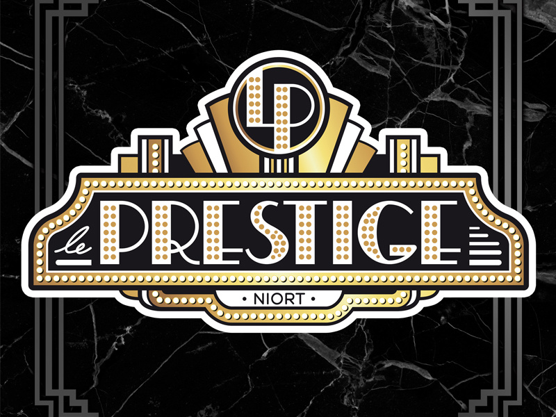 Le Prestige typography rock n roll france dancehall theater entrance retro 1930 art deco design logo illustrator vintage illustration