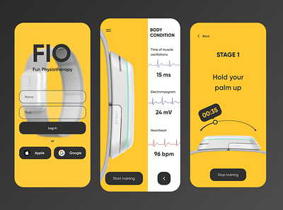 FIO Fun Phydiotherapy design fitness app health app healthcare medical medicine ui ux