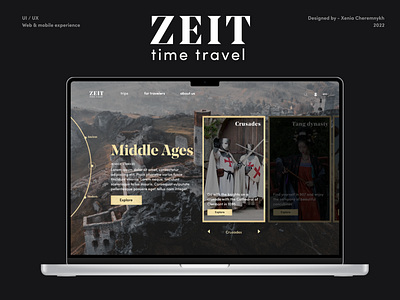 Time Travel Homepage Concept ancient branding graphic design homepage time travel trips ui ux web