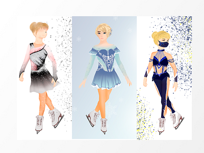 sketches of costumes for figure skating