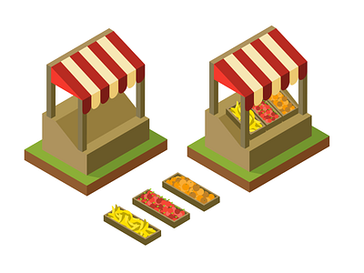 vector illustration of a fruit stall