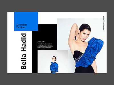 Banner for online store Alexandre Vauthier black blue composition fashion fashion designer high fashion model online store typography ui ux web site