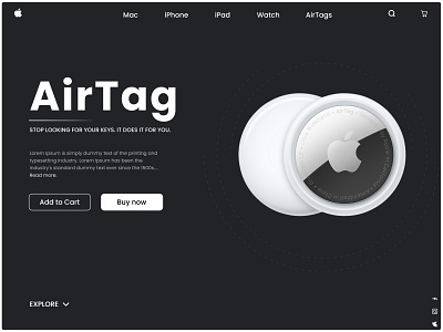 Apple Airtag web UI design concept. airtag apple dark theme dribbble figma graphic design ui ui design uiux web design