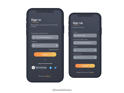 Sign In & Sign Up screen UI Design design figma graphic design illustration logo ui ui design uiux