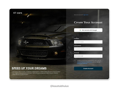 Sign up web screen UI