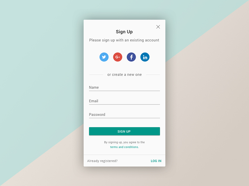 Sign Up Form (Material Design) by Marta Gonzalez ...