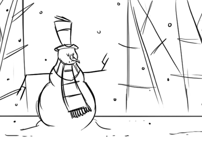 Snowman Animation Rough (Gif) animation gif snow snowman trees