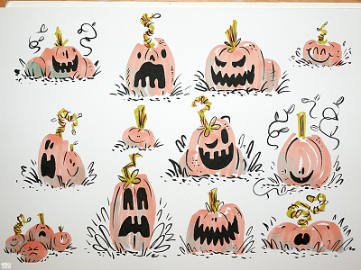 Pumpkins halloween illustration inktober pumpkins sketches traditional