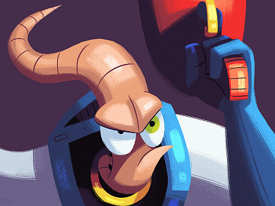 Earthworm Jim character fan art illustration sketch dailies