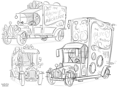 Mystery Machine Sketches illustration planet-pulp scooby-doo vehicle