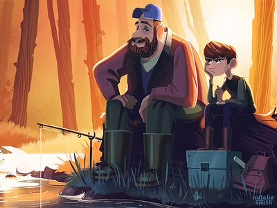 Fishin' character childrens fishing illustration kidlit storybook