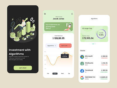 Algo Investment Concept algo app best design best shot best ui clean dribble best shot finance finance tech fintech investment minimal money stock market trade trading ui ui design ux ux design