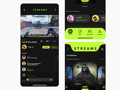 UI APP "STREAMS" design app gaming graphic design simple smart streaming ui uiux ux