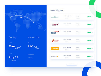 Flight Search blue creative design flight list result search ui ui ux