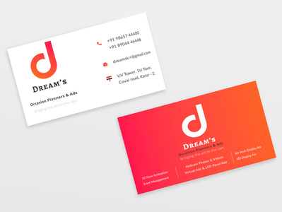 Dream's Business Card brand branding business card card color creative design dream logo red