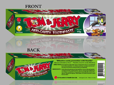 Tom & Jerry Toothpaste Package azizdesigner box design khifreelancer label packaging print design tom--jerry uaefreelancer