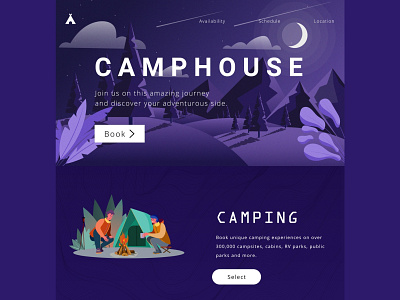 CampHouse Website branding camping design elegant forrest hiking illustration logo new programmer programming typography web webdesig webdesign